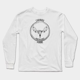 Caribou Maine Moose Skull Long Sleeve T-Shirt